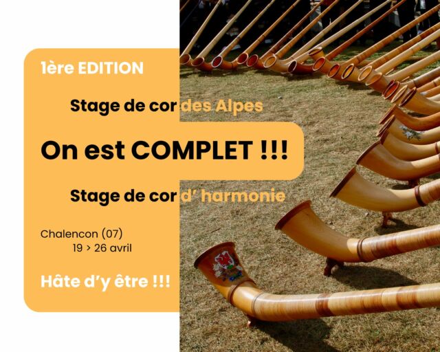 📣🤩👍Nous sommes très heureux d’annoncer que les stages de cor des Alpes et de cor d’harmonie 🎶🎵, que nous (Sandro Faita , @sombreteric  et @alexandrejous) organisons cette année à Chalencon en Ardèche 🌰🌳, sont tous les deux complets 😊. Nous avons hâte de retrouver tous les stagiaires et accompagnants pour cette 1ère édition printanière  qu’on espère festive et ensoleillée ☀️☀️☀️. 

#stagecordesalpes #alphornmasterclass #chalencon #ardeche #cordesalpes #alphorn #sonneurs #instrumentmaker #instrumentmaking #factureinstrumentale #boismassif #artisanatdart #metiersdart #villedelyon #fabriquéàlyon #madeincroixrousse #resonancebois #régionauvergnerhônealpes #cmalyonrhone